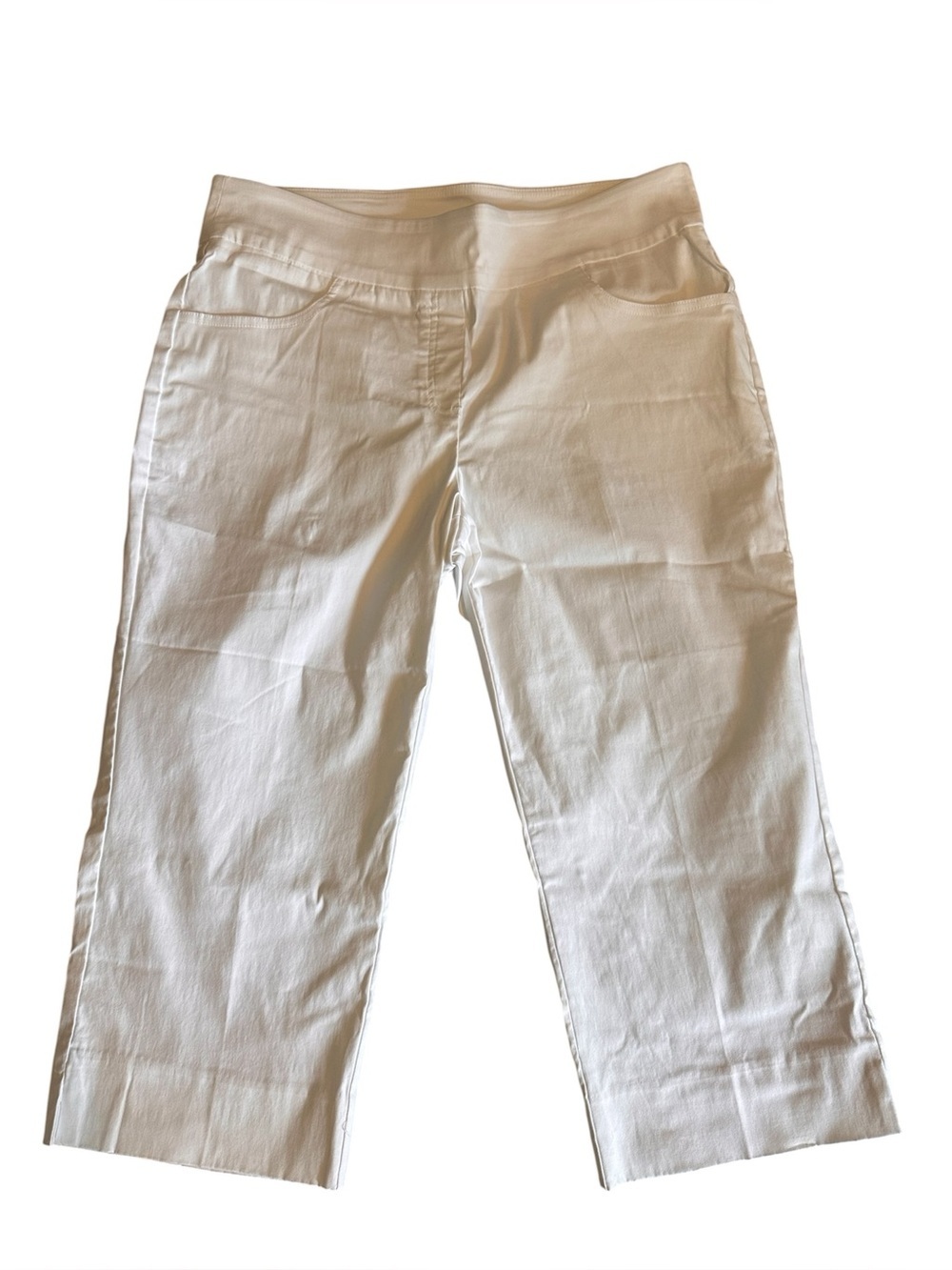 Ruby Rd. White Pull-On Wide-Leg Capri Pants